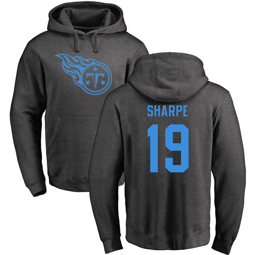 Tennessee Titans Men Ash Tajae Sharpe One Color NFL Football #19 Pullover Hoodie Sweatshirts